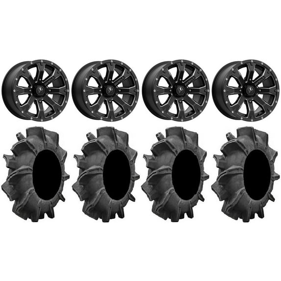 MSA Bounty 14" Wheels Black 29.5" Assassinator Tires Yamaha Viking Wolverine YXZ1000R CFMoto ZForce 950 UForce 1000