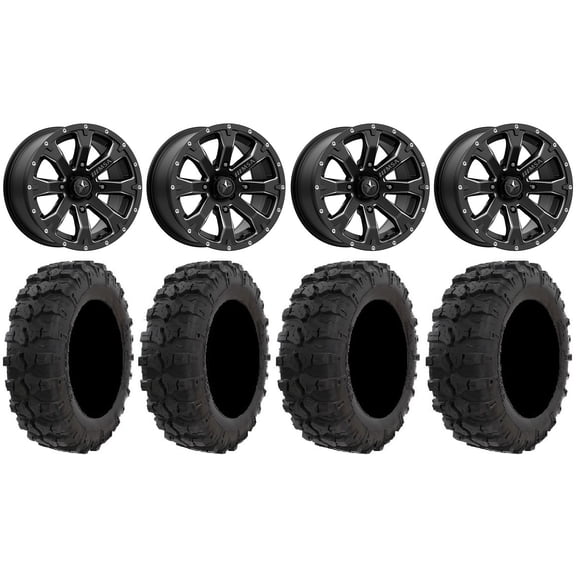 MSA Bounty 14" Wheels Black 29" Dual Threat Tires Sportsman RZR Ranger