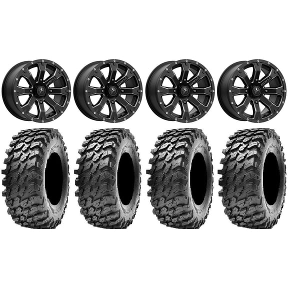 MSA Bounty 14" Wheels Black 32" Rampage Tires Kawasaki Mule Pro FXT