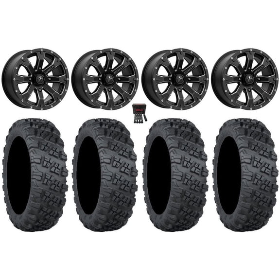 MSA Bounty 14" Wheels Black 32" Versa Cross V3 Tires Yamaha Viking Wolverine YXZ1000R CFMoto ZForce 950 UForce 1000