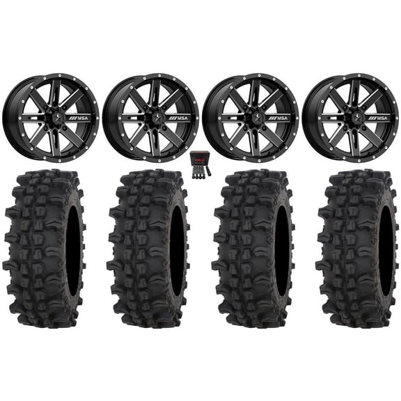 MSA Boxer 14" Wheels Milled 27" ACP Tires Can-Am Commander Maverick Renegade Outlander Defender