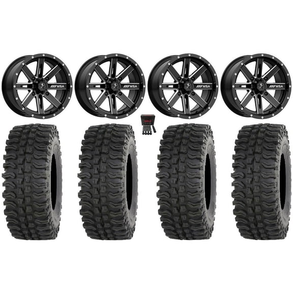 MSA Boxer 14" Wheels Milled 27" BDC Tires Can-Am Commander Maverick Renegade Outlander Defender