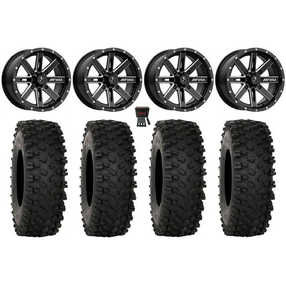 MSA Boxer 14" Wheels Milled 28" ATX470 Tires Sportsman RZR Ranger