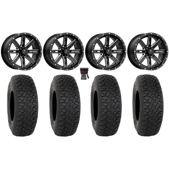 MSA Boxer 14" Wheels Milled 30" DX440 Tires Sportsman RZR Ranger