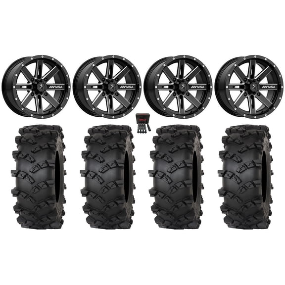 MSA Boxer 14" Wheels Milled 30" Outlaw M/T Tires Sportsman RZR Ranger
