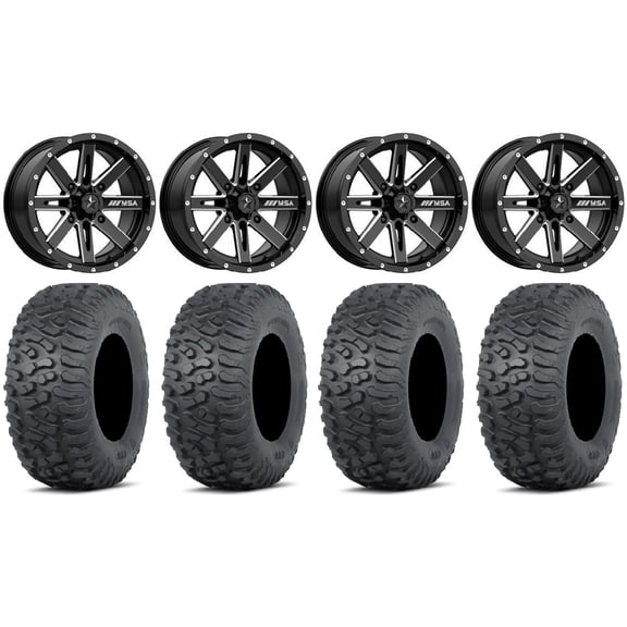 MSA Boxer 14" Wheels Milled 30" Terra Hook Tires Can-Am Commander Maverick Renegade Outlander Defender