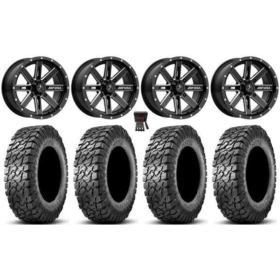 MSA Boxer 15" Wheels Milled 30" Predator Tires Kawasaki Teryx Mule