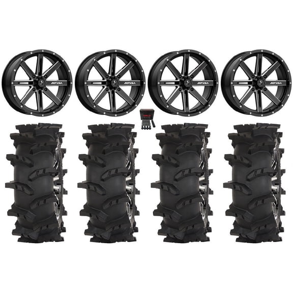 MSA Boxer 18" Wheels Milled 33" Outlaw Max Tires Sportsman RZR Ranger