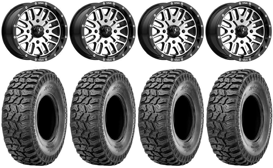MSA Brute 14" Wheels Machined 27" Ridge Saw Tires Yamaha Viking