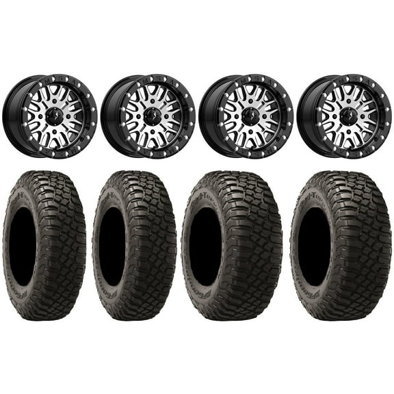 MSA Brute Beadlock 14" UTV Wheels 27" BFG KM3 Tires Kawasaki Mule Pro FXT