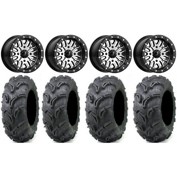 MSA Brute Beadlock 14" UTV Wheels 27" Zilla Tires Kawasaki Mule Pro FXT