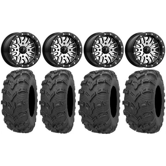 MSA Brute Beadlock 14" UTV Wheels 28" Bear Claw EVO Tires Kawasaki Mule Pro FXT