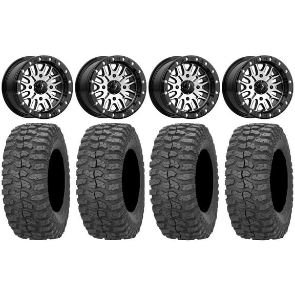 MSA Brute Beadlock 14" UTV Wheels 28" Rock-A-Billy Tires Yamaha Viking Wolverine YXZ1000R CFMoto ZForce 950 UForce 1000