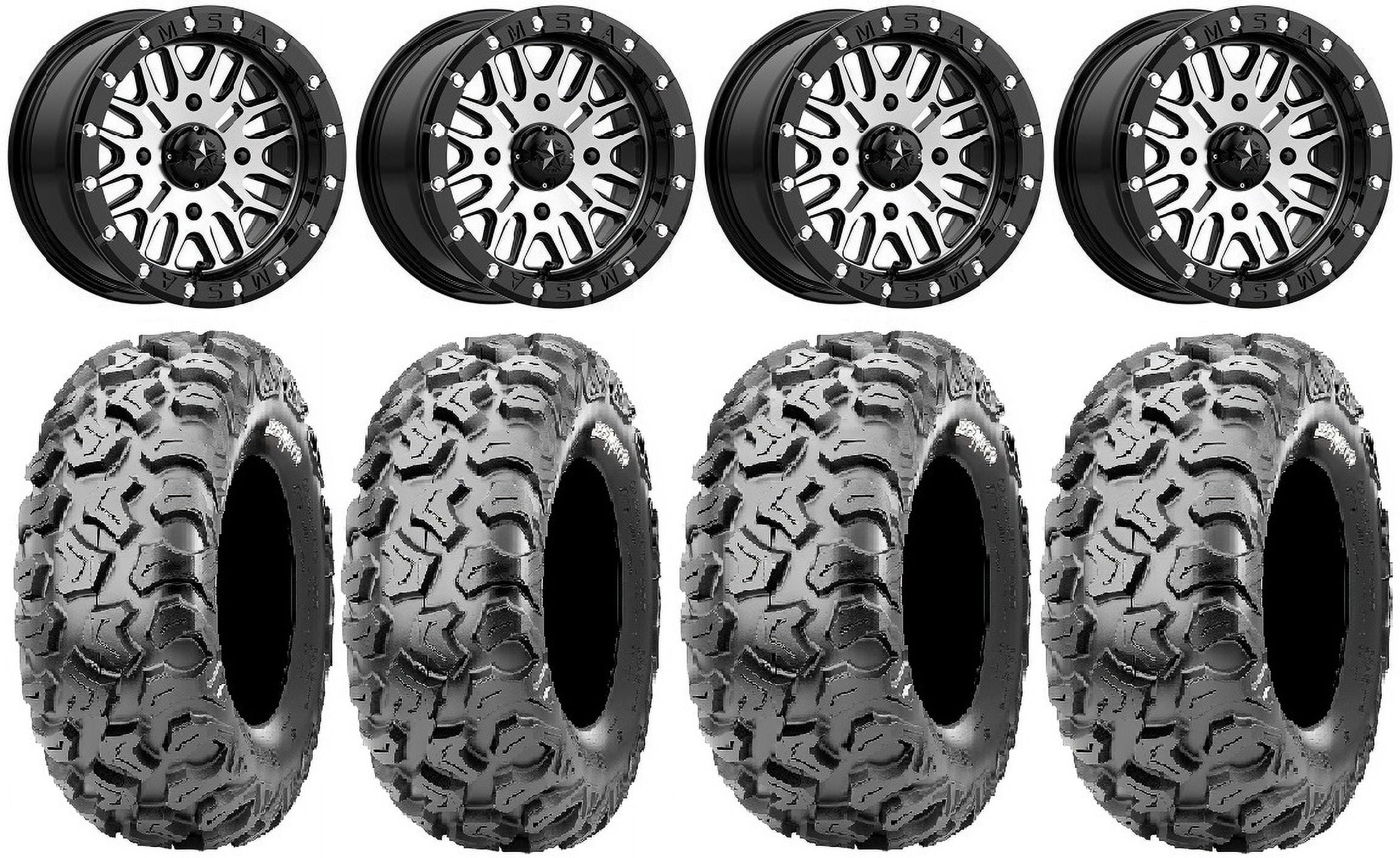 MSA Brute Beadlock 14" Wheels Mh 27" Behemoth Tires Honda Rincon Yamaha