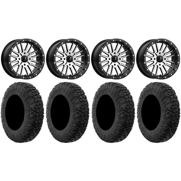 MSA Brute Beadlock 18" UTV Wheels 34" MotoVator Tires Kawasaki Mule Pro FXT