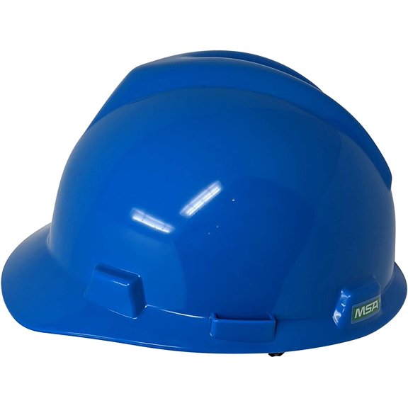 MSA C217092 Super-V Type 2 Cap Style Safety Hard Hat with Fas-Trac III Ratchet Suspension | Polyethylene Shell, Superior Impact Protection, Self Adjusting Crown Straps - Standard Size in Blue CA3
