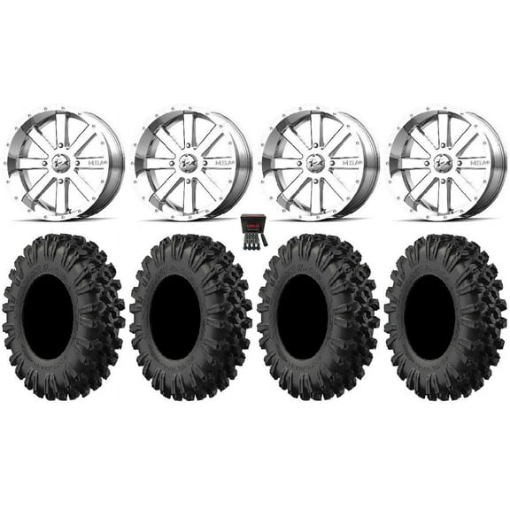 MSA Chrome Flash 18" ATV Wheels 40" MotoRavage XL Tires Can-Am Commander Maverick Renegade Outlander Defender