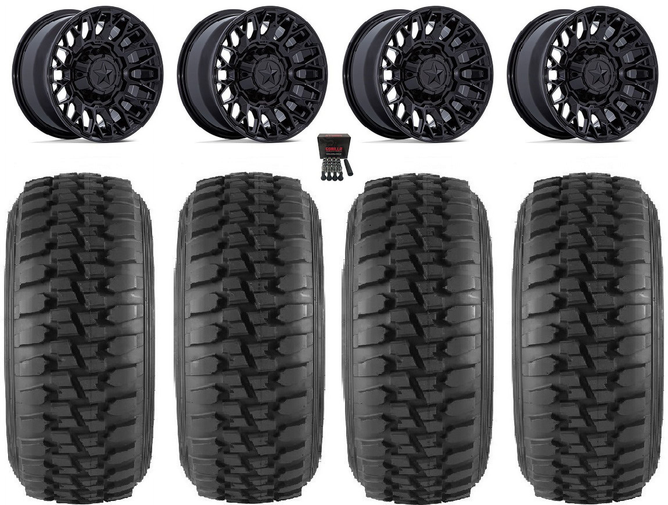 MSA Clubber 15" Wheels Black 30" Desert Series Tires CanAm Commander