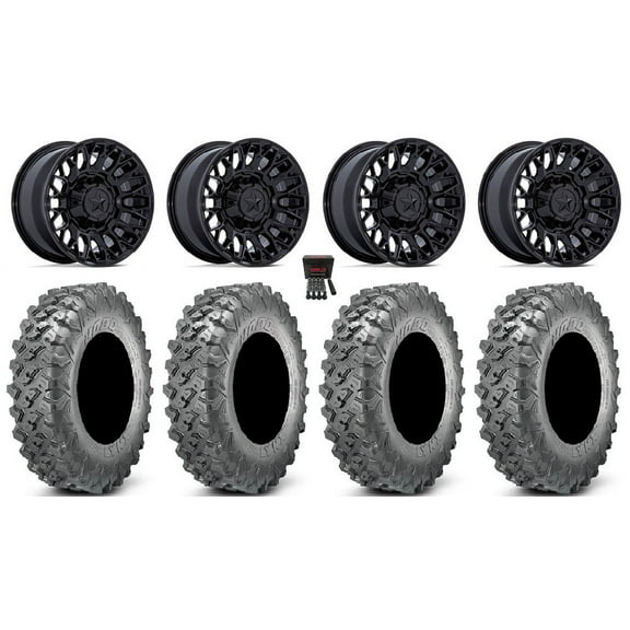 MSA Clubber 15" Wheels Black 32" Lynx SXS Tires Kawasaki Mule Pro FXT