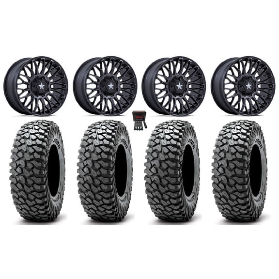MSA Clubber 15" Wheels Black DDT 35" RocScraper Tires Can-Am Maverick X3 / Honda Pioneer 1000 / Talon