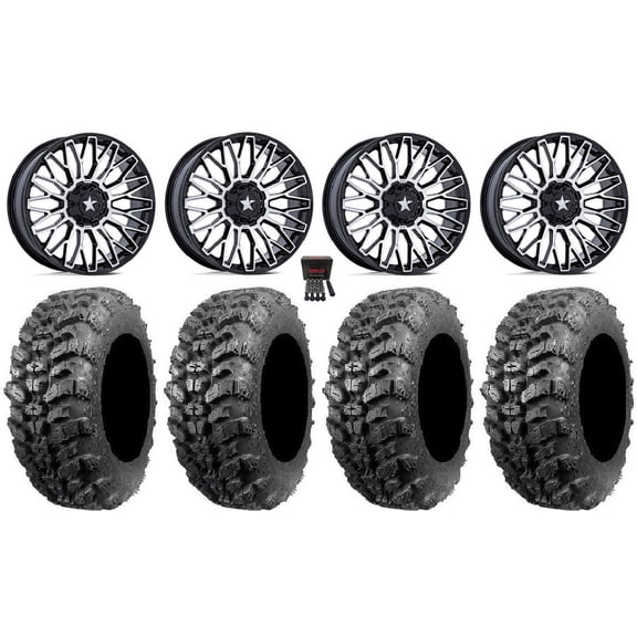 MSA Clubber 15" Wheels Machined 30" Sniper 920 Tires Can-Am Commander Maverick Renegade Outlander Defender