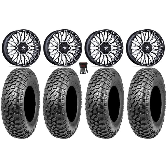 MSA Clubber 15" Wheels Machined 32" RAZR XT Tires Kawasaki Mule Pro FXT
