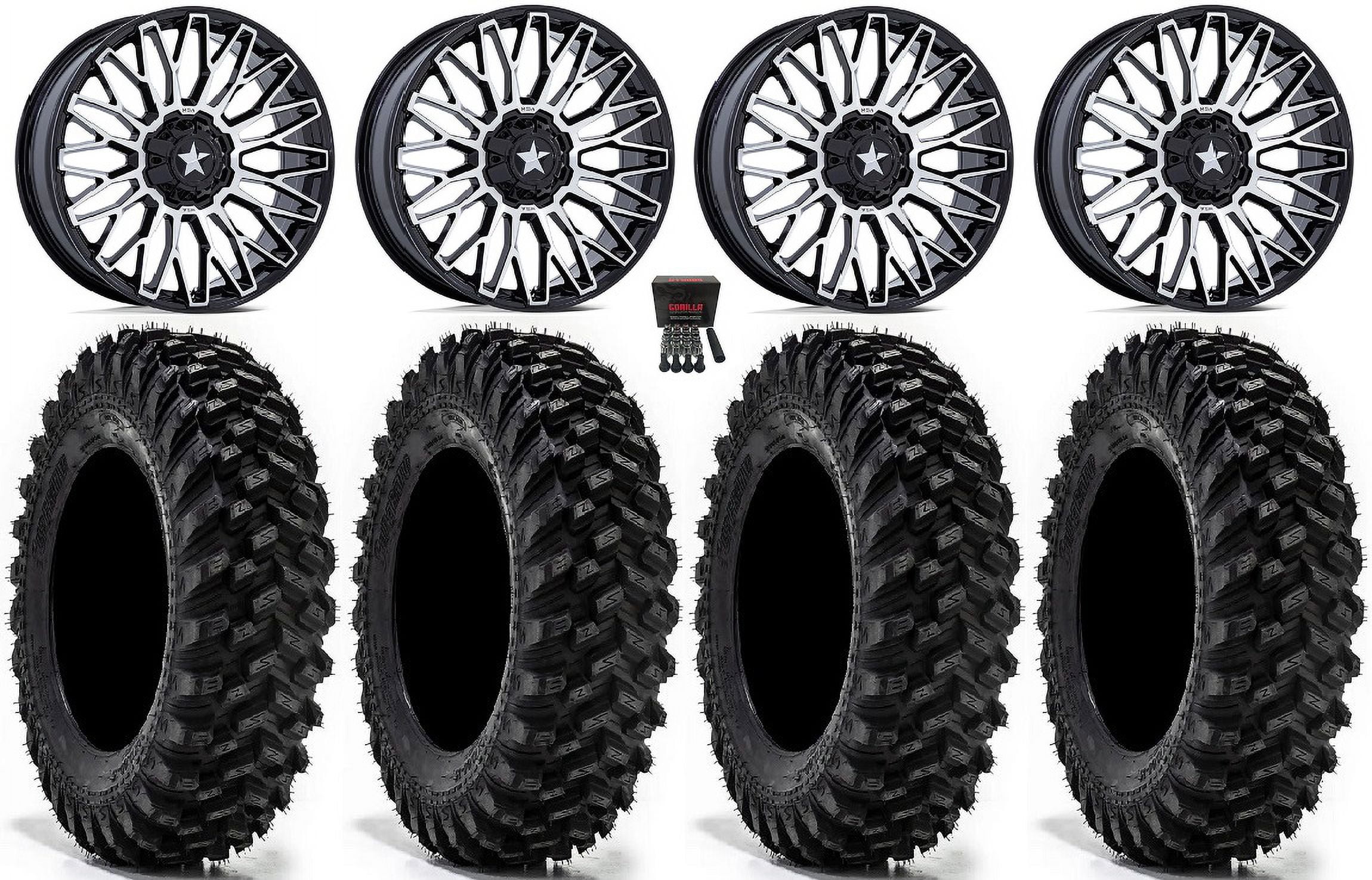 MSA Clubber 15" Wheels Machined 32" Warrior XT Tires Polaris RZR XP
