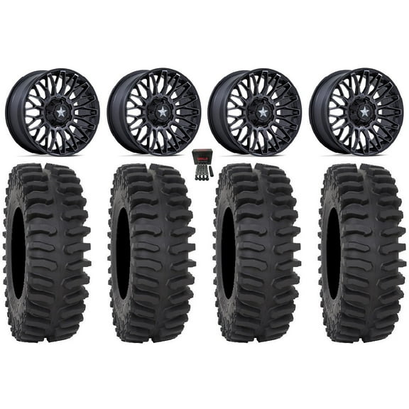 MSA Clubber 24" Wheels Black DDT 40" XT400 Tires Polaris RZR Turbo R & Pro R Ranger 1500 Xpedition