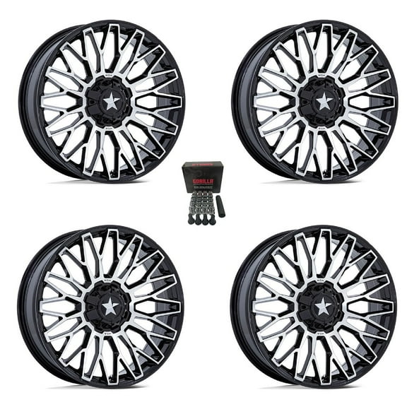 MSA Clubber 24" Wheels Black/Machined Polaris RZR Turbo R & Pro R Ranger 1500 Xpedition