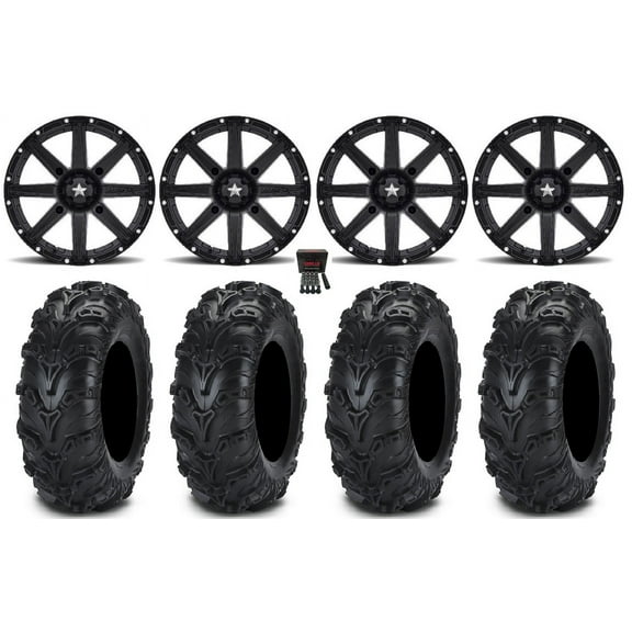 MSA Clutch 12" Wheels Black 23" Mud Lite II Tires Polaris Ranger XP 900/1000