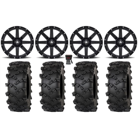 MSA Clutch 15" Wheels Black 33" Outlaw M/T Tires Kawasaki Mule Pro FXT