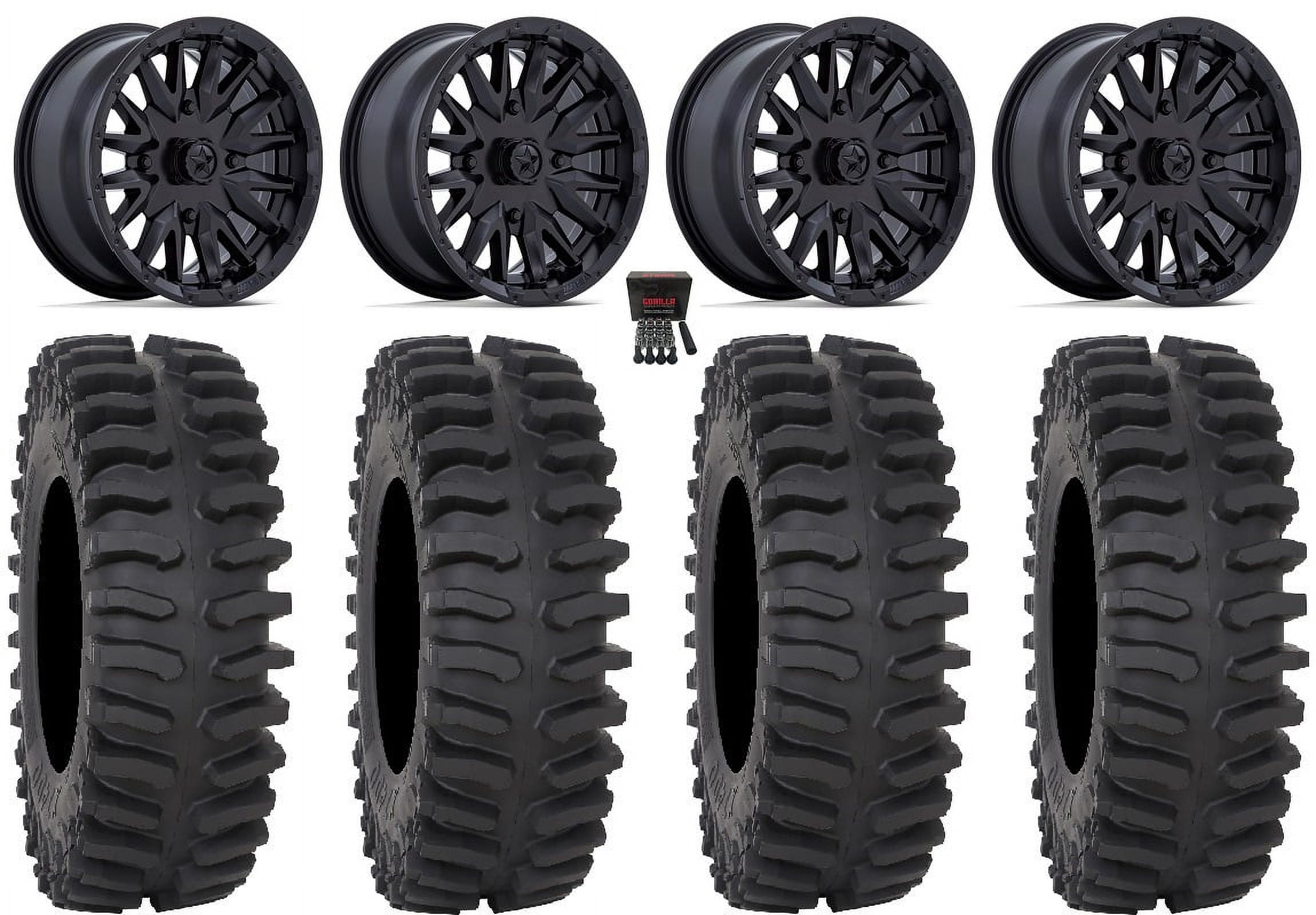MSA Creed 15 Wheels Black 33 XT400 Tires Yamaha Viking Wolverine YXZ1000R