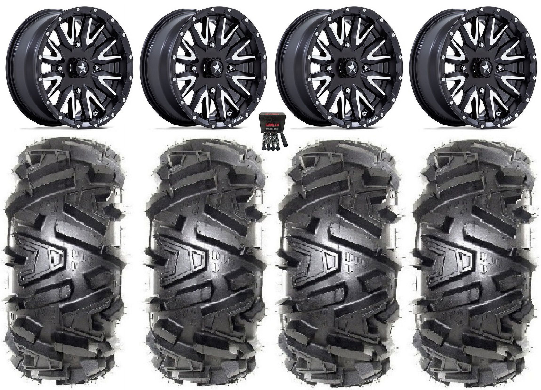 MSA Creed 15" Wheels Machined 28" Moto MTC Tires CanAm Maverick X3