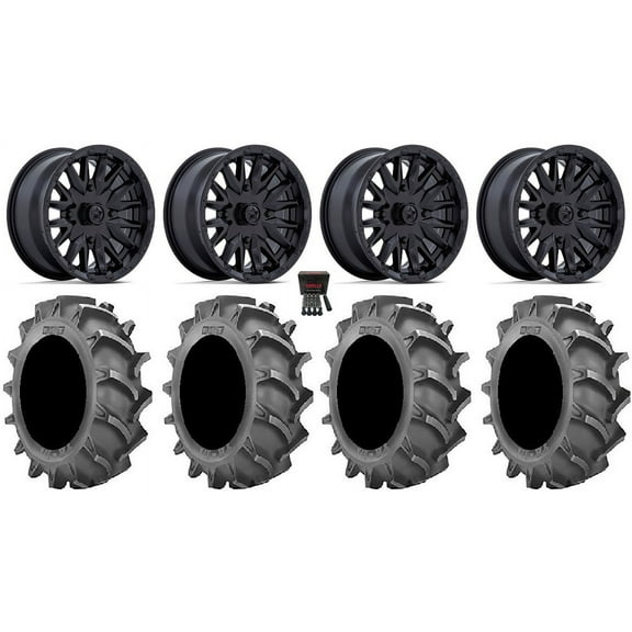 MSA Creed 16" Wheels Black 33X9.5 BKT 171 Tires Honda Rincon Yamaha Rhino Kawasaki Brute Force Suzuki KingQuad