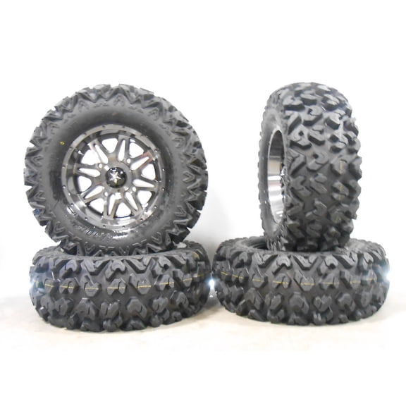 MSA Dark Tint Vibe 14" ATV Wheels 28" Rip Saw Tires Can-Am Commander Maverick Renegade Outlander Defender