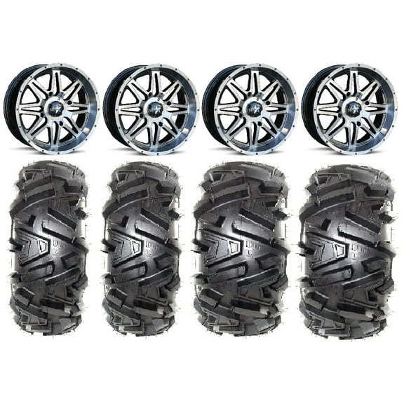 MSA Dark Tint Vibe 14" UTV Wheels 26" Moto MTC Tires Polaris RZR XP 1000 / PRO XP / Ranger XP 900/1000