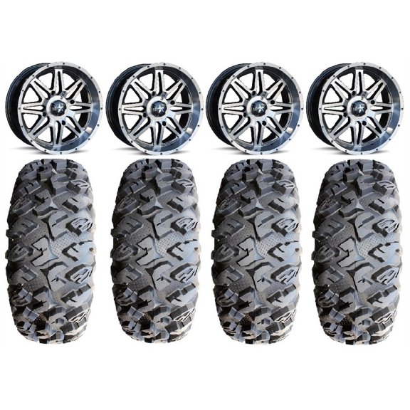 MSA Dark Tint Vibe 14" UTV Wheels 27" MotoClaw Tires Polaris RZR XP 1000 / PRO XP / Ranger XP 900/1000