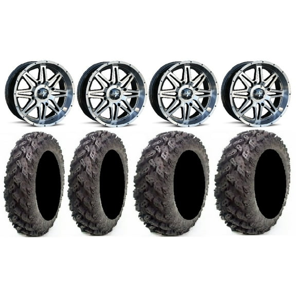 MSA Dark Tint Vibe 14" UTV Wheels 27" Reptile Tires Polaris RZR XP 1000 / PRO XP / Ranger XP 900/1000