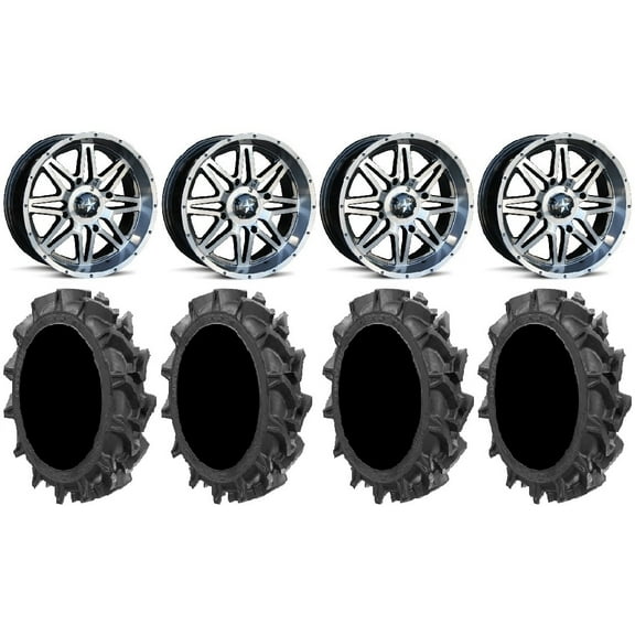 MSA Dark Tint Vibe 14" UTV Wheels 28" MotoHavok Tires Polaris RZR XP 1000 / PRO XP / Ranger XP 900/1000