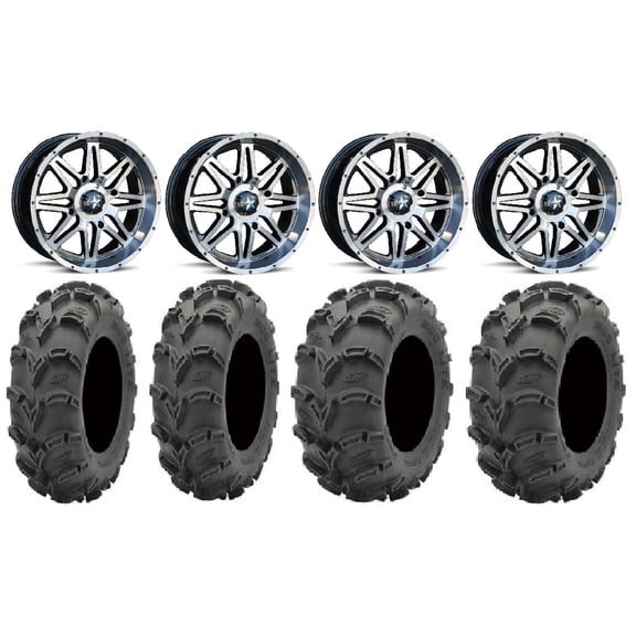 MSA Dark Tint Vibe 14" UTV Wheels 28" Mud Lite XL Tires Polaris RZR XP 1000 / PRO XP / Ranger XP 900/1000