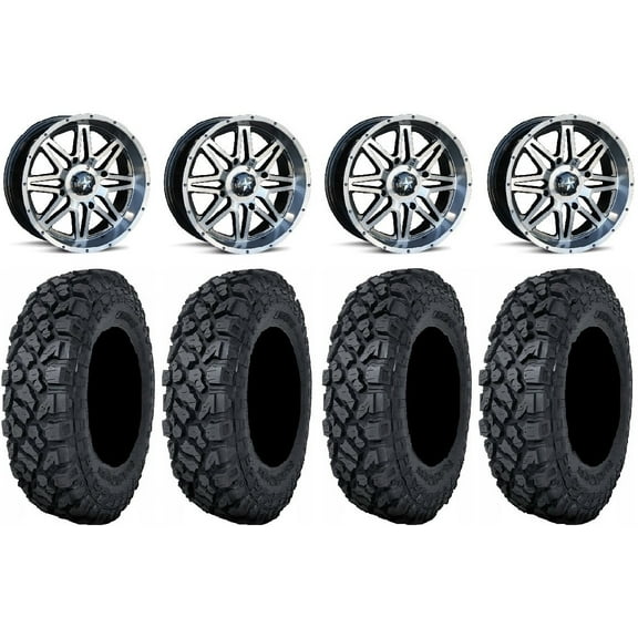 MSA Dark Tint Vibe 14" UTV Wheels 30" Klever X/T Tires Polaris RZR XP 1000 / PRO XP / Ranger XP 900/1000