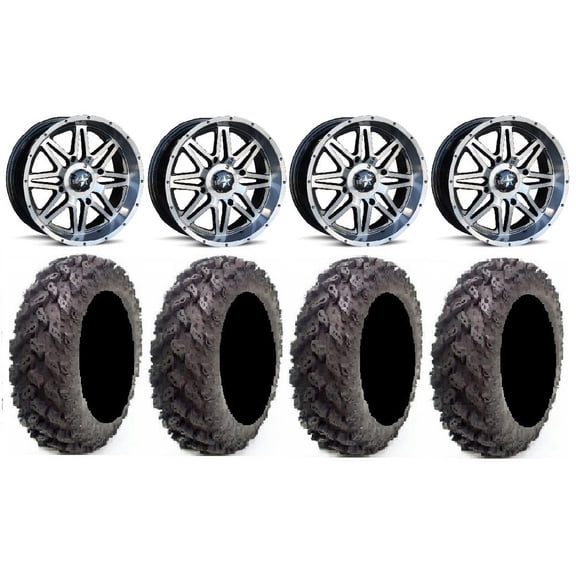 MSA Dark Tint Vibe 14" UTV Wheels 30" Reptile Tires Polaris RZR XP 1000 / PRO XP / Ranger XP 900/1000