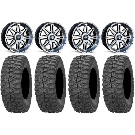 MSA Dark Tint Vibe 14" UTV Wheels 30" Rock-A-Billy Tires Polaris RZR XP 1000 / PRO XP / Ranger XP 900/1000