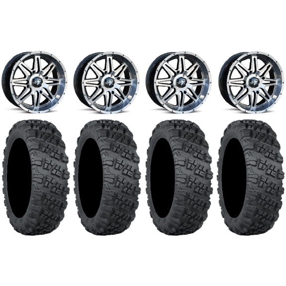 MSA Dark Tint Vibe 14" Wheels 28" Versa Cross V3 Tires Honda Pioneer