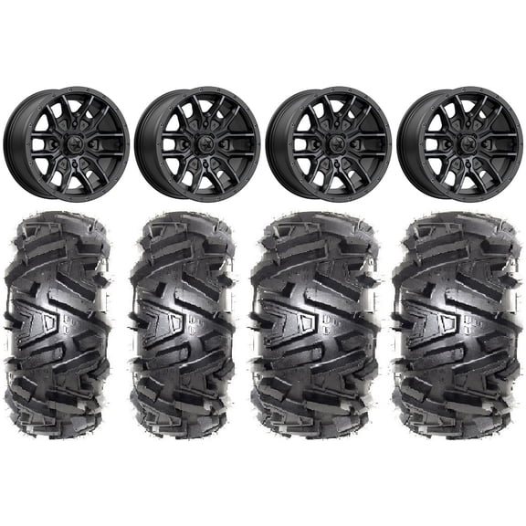 MSA Fang 14" Wheels Black 26" Moto MTC Tires Kawasaki Mule Pro FXT