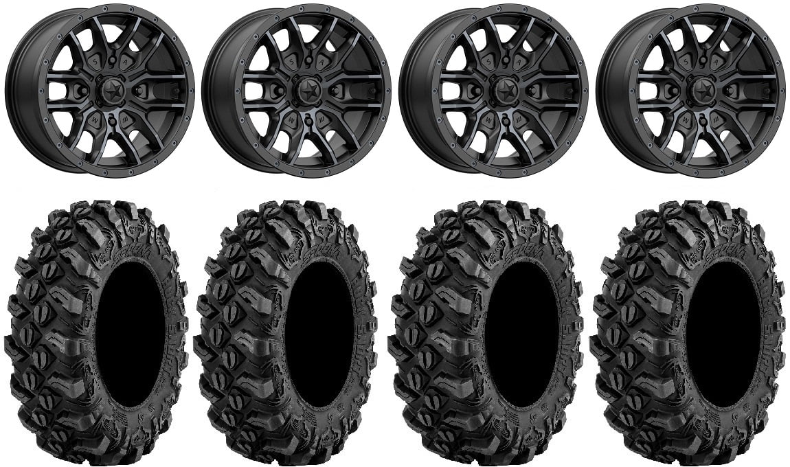 MSA Fang 14" Wheels Black 27" Buck Snort Tires Sportsman 550 850 1000