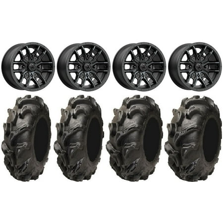 MSA Fang 14" Wheels Black 27" Mega Mayhem Tires Can-Am Commander Maverick Renegade Outlander Defender