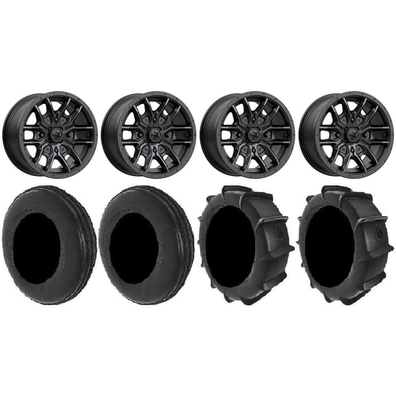 MSA Fang 14" Wheels Black 28" Dune Tires Sportsman RZR Ranger