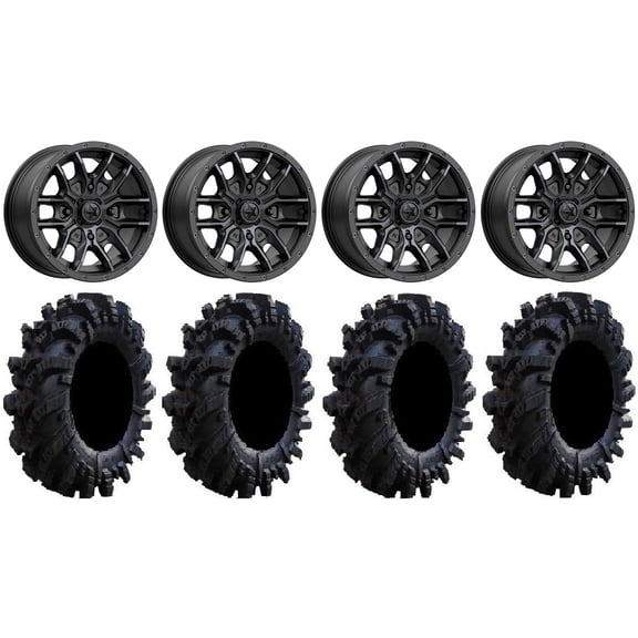 MSA Fang 14" Wheels Black 28" Intimidator Tires Polaris RZR XP 1000 / PRO XP / Ranger XP 900/1000