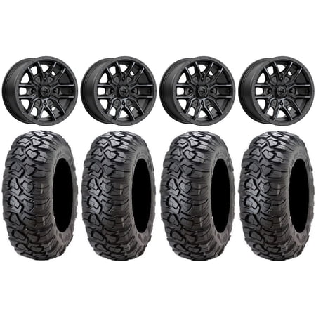 MSA Fang 14" Wheels Black 29" Ultracross Tires Yamaha Viking Wolverine YXZ1000R CFMoto ZForce 950 UForce 1000
